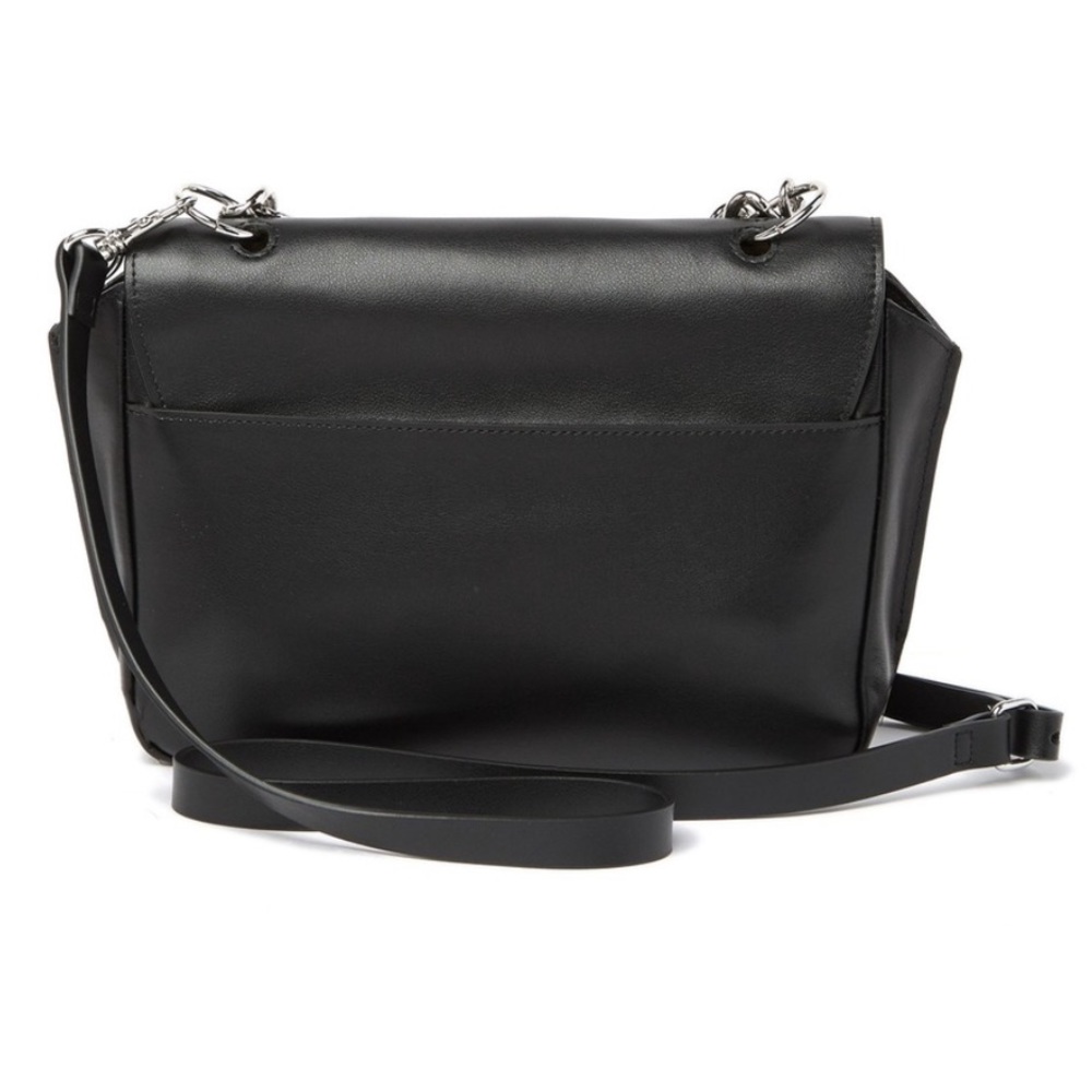 Halston Heritage Bag Black Leather Crossbody Chain Strap Leather Strap Bag NWT - Picture 3 of 10